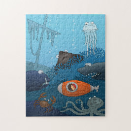 Quebra-cabeça Cartoon Kid Subsea Mundo Submarino