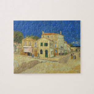 Quebra-cabeça Casa Amarela Céu Azul Pintura Vintage Van Gogh