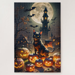 Quebra-cabeça Casa assombrada, Batata de Gato Negro, Jack-o-lant