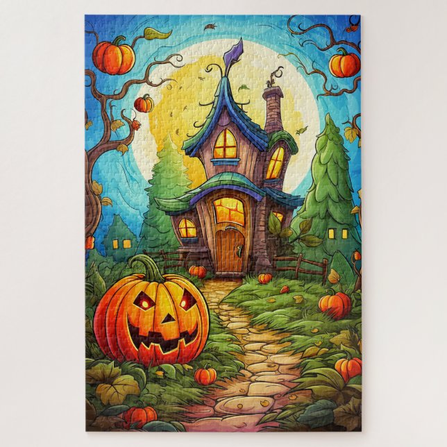 Quebra-cabeça Casa Assombrada | Feliz Halloween (Vertical)