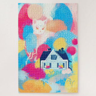 Quebra-cabeça Casa Branca de Gato e Campo