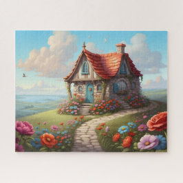 Quebra-cabeça Casa Caprichosa com Jardim de Flores de Telhado Ve