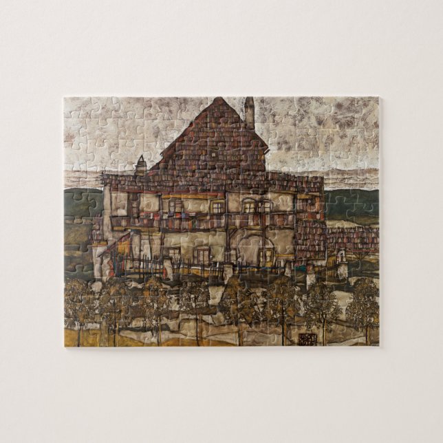 Quebra-cabeça Casa com Telhado de Telhas por Egon Schiele (Horizontal)