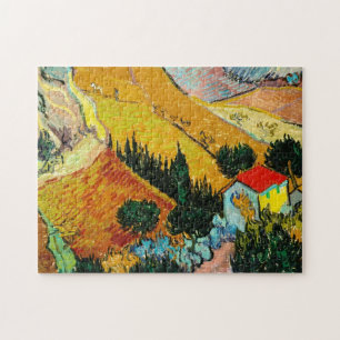 Quebra-cabeça Casa da paisagem e Ploughman Vincent van Gogh