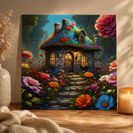 Quebra-cabeça Casa de Jardim Encantada com Flores no Telhado