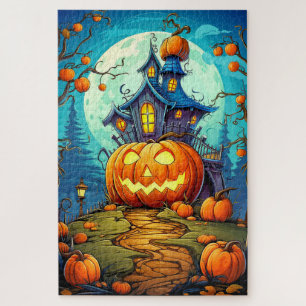 Quebra-cabeça Casa Festiva Festiva Bonita Feliz Dia das Bruxas