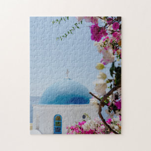 Quebra-cabeça Casa Grega Icônica De Domínio Azul Em Oia, Santo