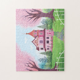 Quebra-cabeça Casa Vitoriana Rosa e Flor de Cereja