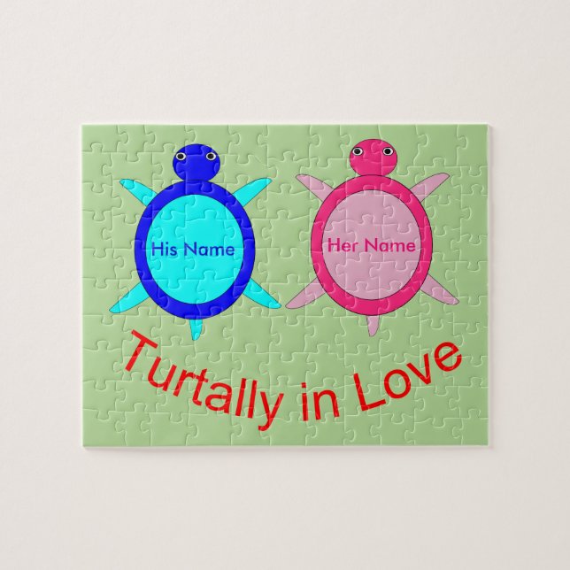 Quebra-cabeça Casal de Tartaruga Custa Personalizado (Horizontal)
