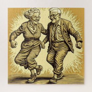 Quebra-cabeça Casal Idoso Fofo Dançando