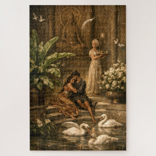 Quebra-cabeça Casal No Jardim do Cisne Retro Orientalismo