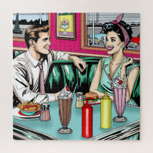Quebra-cabeça Casal retrô da década de 1950 no Jantar