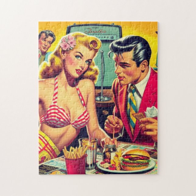Quebra-cabeça Casal Retro dos Anos 50 (Vertical)