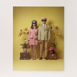 Quebra-cabeça Casal Retroativo Em Amarelo