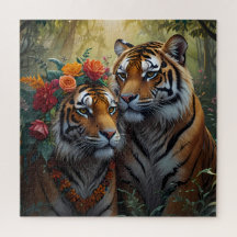 Casal Tiger apaixonado pela vida selvagem e pela n