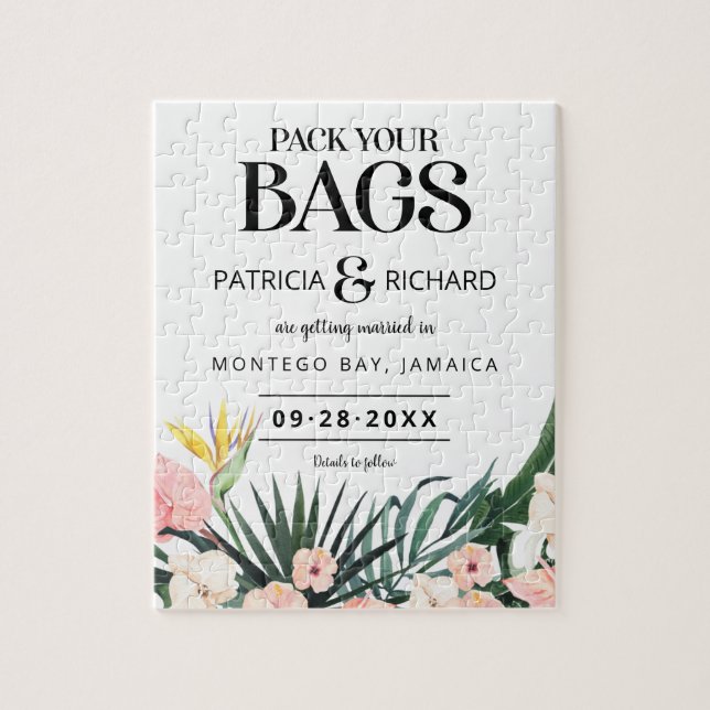 Quebra-cabeça Casamento De Destino Tropical Salvar A Data (Vertical)