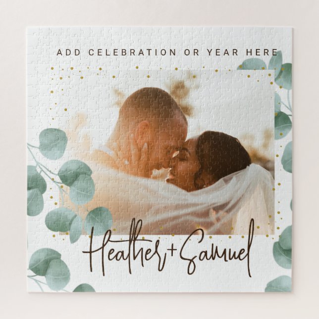 Quebra-cabeça Casamento de Fotografia e Texto com Vegetação Eleg (Vertical)