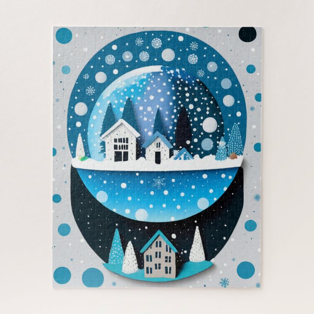 Quebra-cabeça Casamento de Natal com Pássaros Azuis no Amor (Vertical)