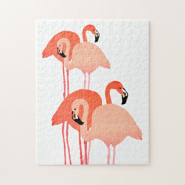 Quebra-cabeça Casamento de Praia de Flamingos Rosa (Vertical)