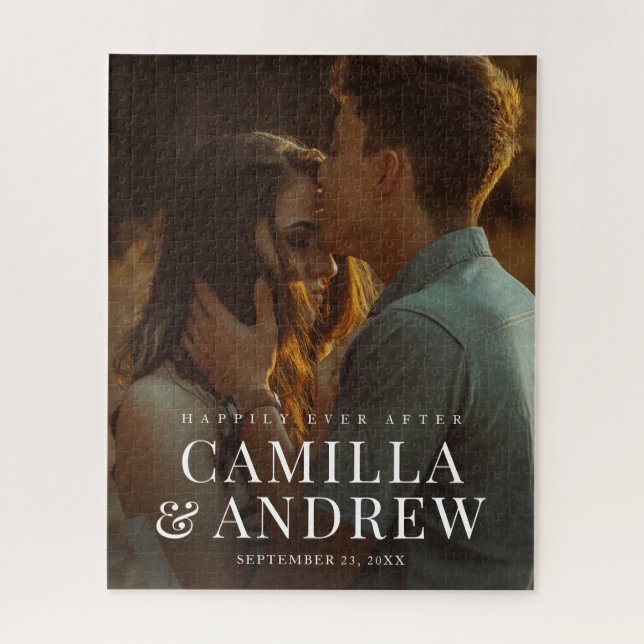 Quebra-cabeça Casamento Elegante de Foto Moderna (Vertical)