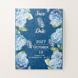 Quebra-cabeça Casamento Floral Azul Elegante Salve a Quebra-cabe