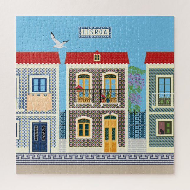 Quebra-cabeça Casas bonitas em português com azulejos ou azulejo (Vertical)