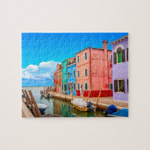Quebra-cabeça Casas Coloridas De Burano Com Barcos Veneza Itáli