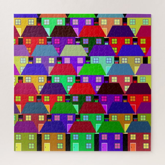 QUEBRA-CABEÇA CASAS COMUNIDADE LAR COLORIDO (Vertical)