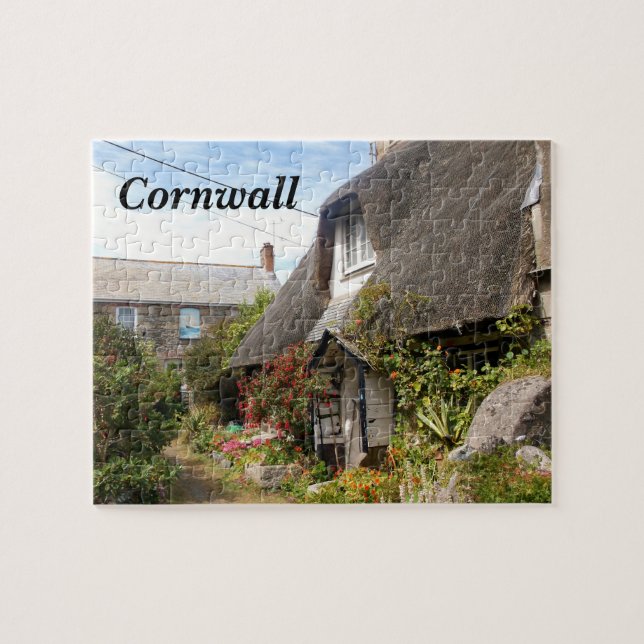 Quebra-cabeça Casas de campo na fotografia de Cadgwith Cornualha (Horizontal)