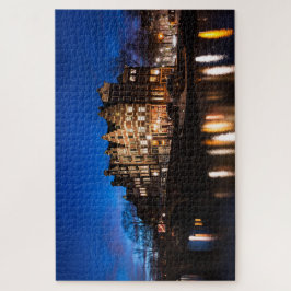 Quebra-cabeça Casas do canal da cidade de Amsterdão na noite