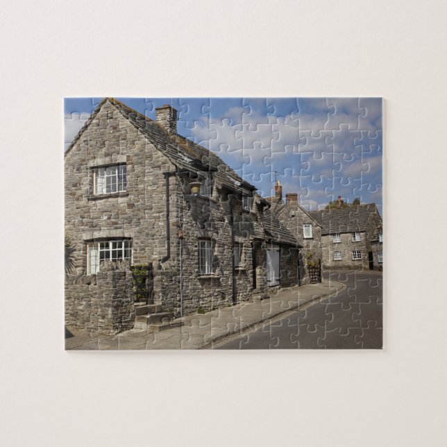 Quebra-cabeça Casas, vila de Corfe Castle, Dorset, Inglaterra, (Horizontal)