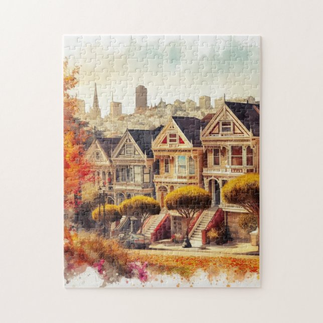 Quebra-cabeça Casas Vitorianas em fila de São Francisco no Outon (Vertical)