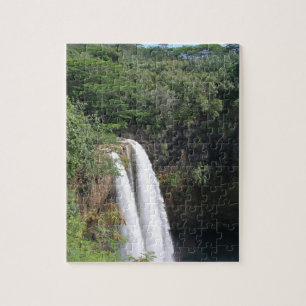Quebra-cabeça Cascata dupla, Wailua Falls Kauai Havaí