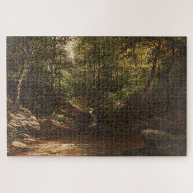 Quebra-cabeça Cascata na Floresta - George Hetzel (Horizontal)