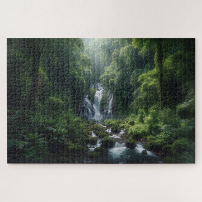 Quebra-cabeça Cascata Oculta - Paisagem Cêntica Respiratória (Horizontal)