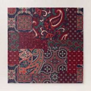 Quebra-cabeça Cashmere Paisley Silk: Patchwork de Abstrato Vinta