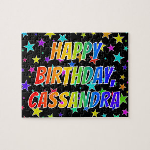 Quebra-cabeça "CASSANDRA" Nome, Diversão "FELIZ ANIVERSÁRIO"