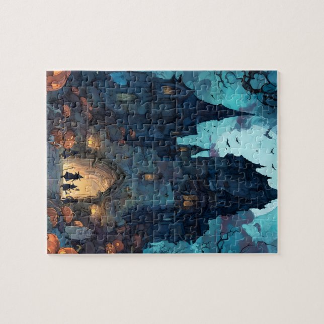 Quebra-cabeça Castelo Assombrado Gótico Puzzle de Halloween  (Horizontal)