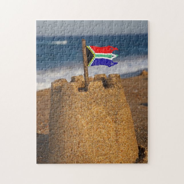 Quebra-cabeça Castelo de Areia Com Bandeira Sul-Africana, Umhlan (Vertical)