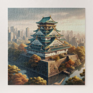 Quebra-cabeça Castelo de Osaka Paisagem Japão Viagem Vintage