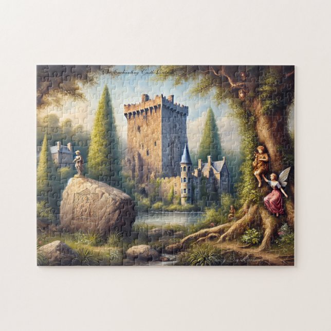 Quebra-cabeça Castelo Irlandês com Fadas Escondidas Marco Histór (Horizontal)