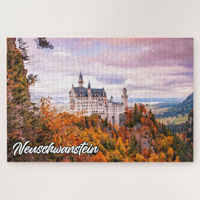 Quebra-cabeça Castelo Neuschwanstein, Alemanha, No Outono (Horizontal)