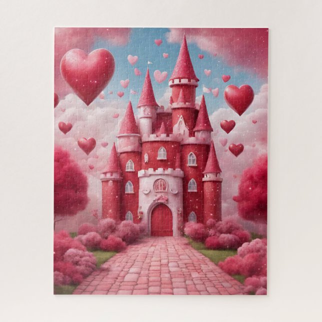 Quebra-cabeça Castelo Vermelho e Rosa (Vertical)