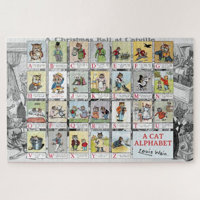 Quebra-cabeça Cat Alphabet, Louis Wain (Horizontal)