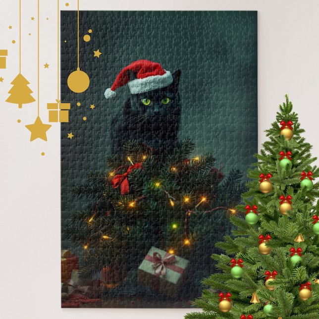 Quebra-cabeça Cat-astrophe Christmas Holiday Chaos Funny Cat  (Criador carregado)