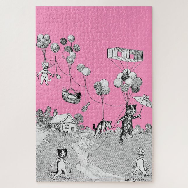 Quebra-cabeça Cat Balloon Trip, Louis Wain (Vertical)