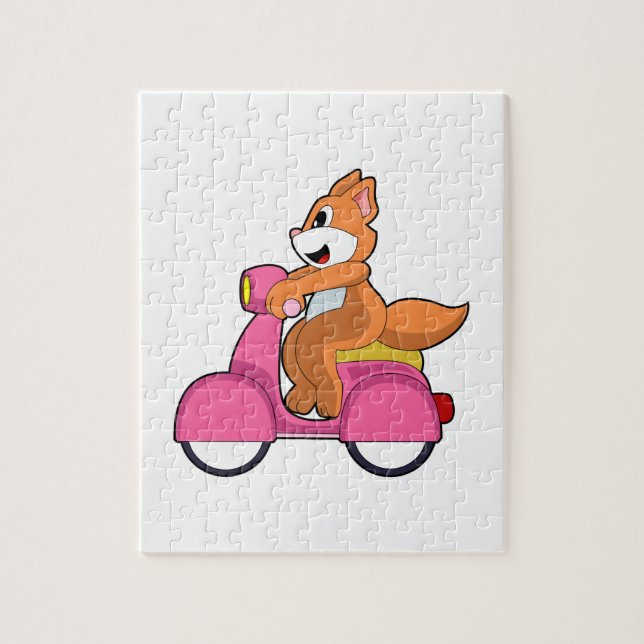 Quebra-cabeça Cat como Biker com Patinete.PNG (Vertical)