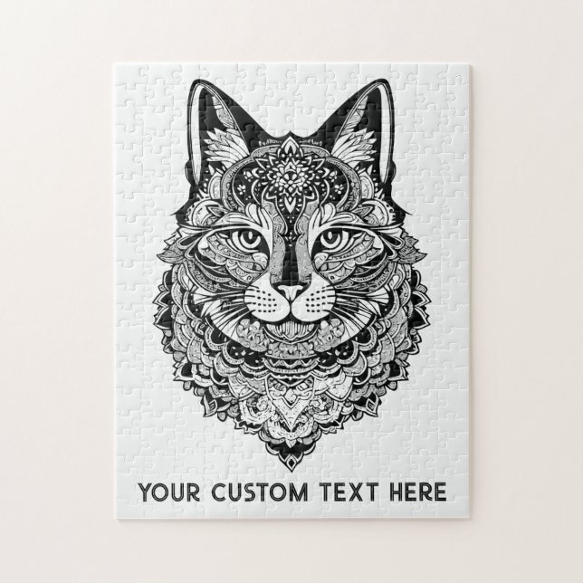 Quebra-cabeça Cat Ornamental de Texto Personalizado (Vertical)