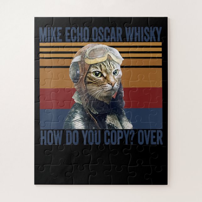 Quebra-cabeça Cat Pilot Mike Echo Oscar Whisky Costume Gift (Vertical)