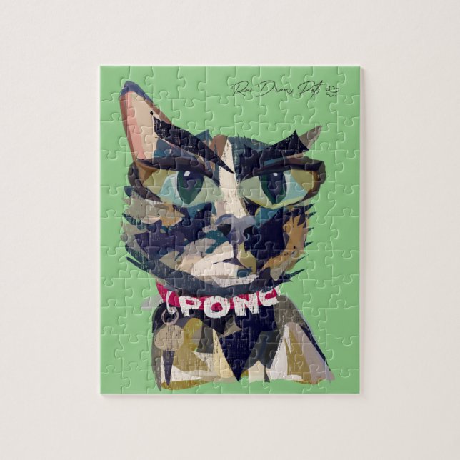 Quebra-cabeça Cat "Poncho" personalizável (Vertical)